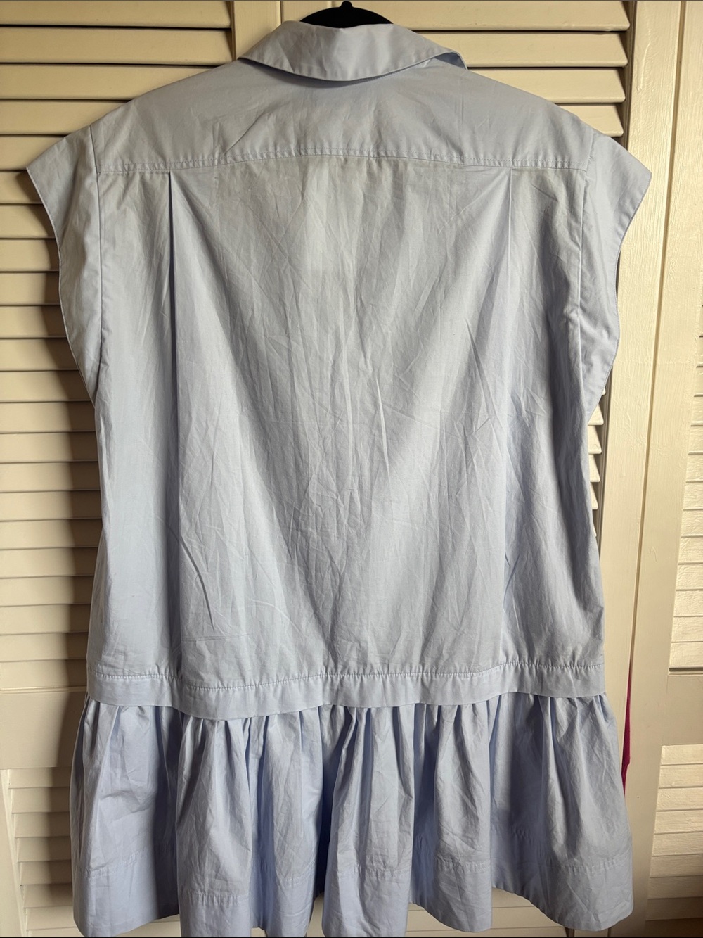 A.L.C. Light Blue Poplin Ruffle-Hem Shirt Dress - Picture 2 of 6